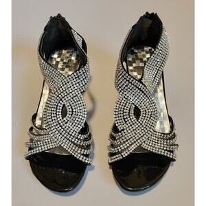 Rhinestone strappy zip-back wedding sandals - Women's Size 7